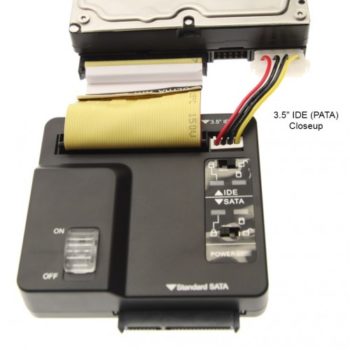 close up image of the SATA adapter to a hard drive