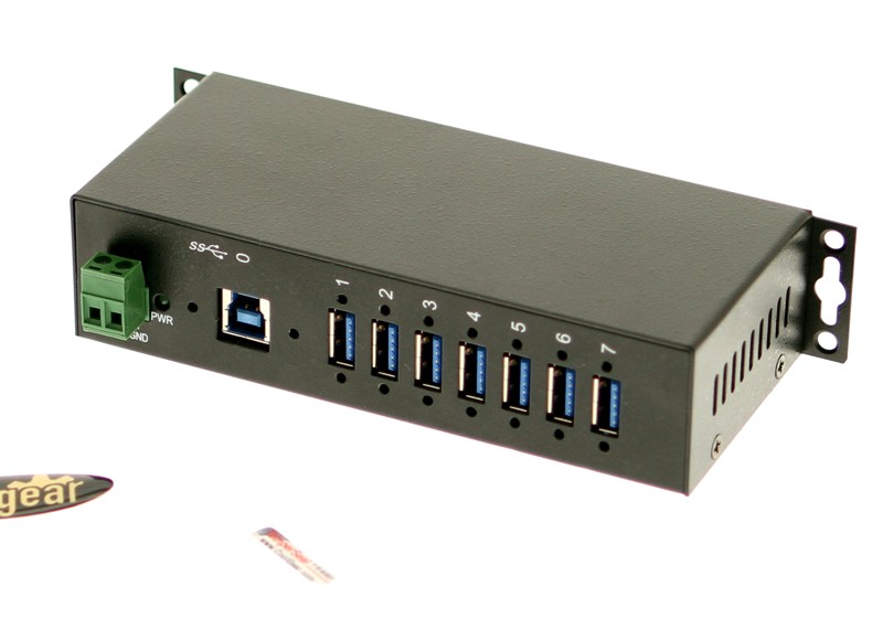 USB 3.0 7-Port Industrial Hub - Ports and Power view image