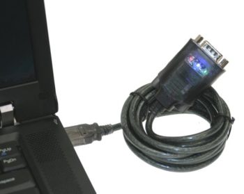Laptop serial adapter with LED indicators