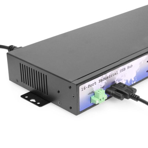 16 Port USB 2.0 Rack-Mountable Hub w/ Internal Power Supply, ESD Surge Protection, & Port Status LEDs DIN Rail Mount
