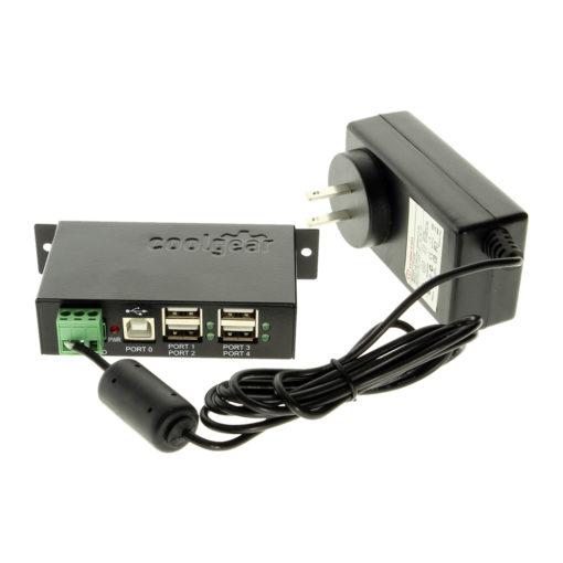 Industrial 4 Port USB 2.0 Powered Hub with Power Adapter for PC-MAC