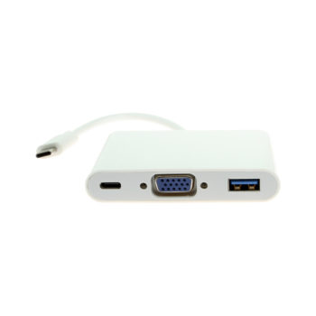 USB C 3-in-1 VGA / USB 3.0 Type-A and C Ports
