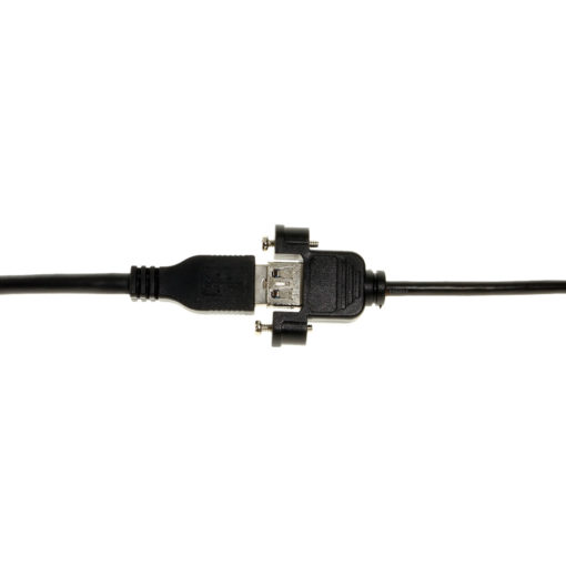 USB Type-A male to female panel mount connection