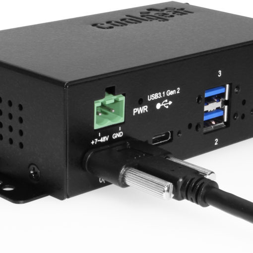 4 Port Industrial USB 3.2 Gen 2 Type-C Hub w/ Screw-Locking Ports & Status LEDs