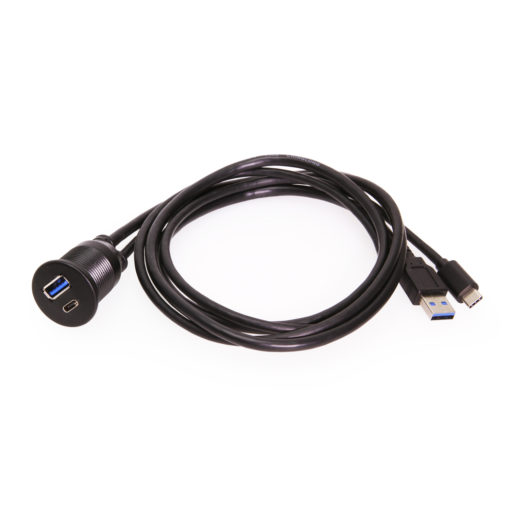 USB Panel Mount Extension 1 x Type C 3.0 and 1 x USB 3.0 A Male to Female Cable
