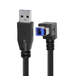 USB 3.0 A to Left Angle B Male Cable, Black, 28/24AWG