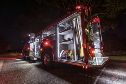 fire truck at night