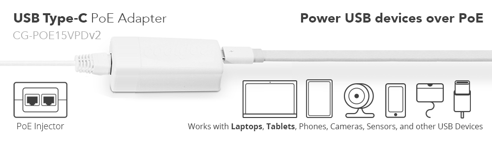 Mini PoE to USB Type C Adapter