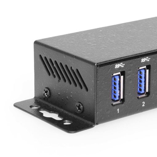 7 Port USB 3.2 Gen 1 Mini Powered Hub w/ ESD Surge Protection & Power Adapter